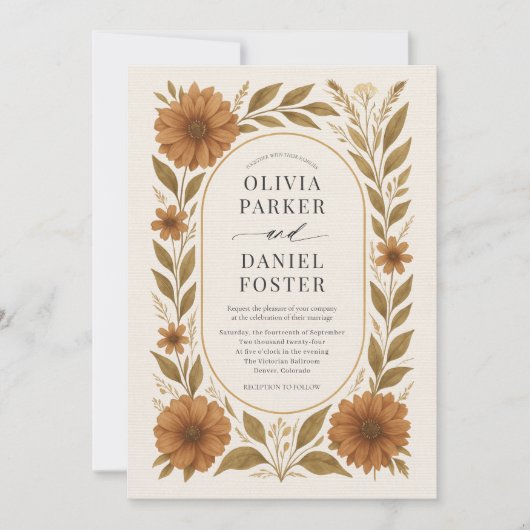 Invitation Rustic Boho Floral Wedding (Devant)