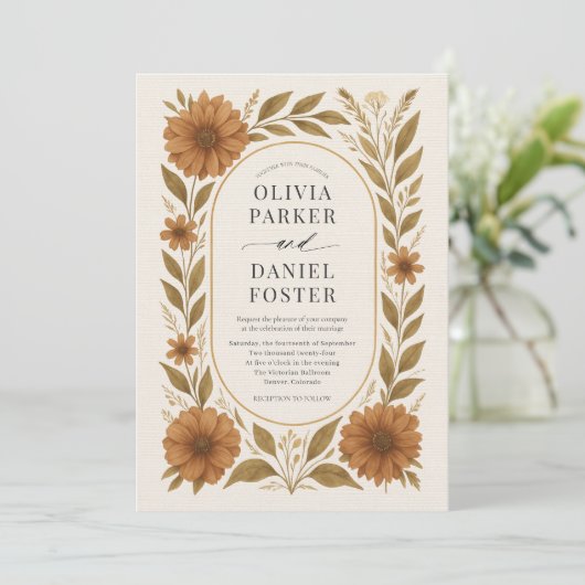 Invitation Rustic Boho Floral Wedding (Debout devant)