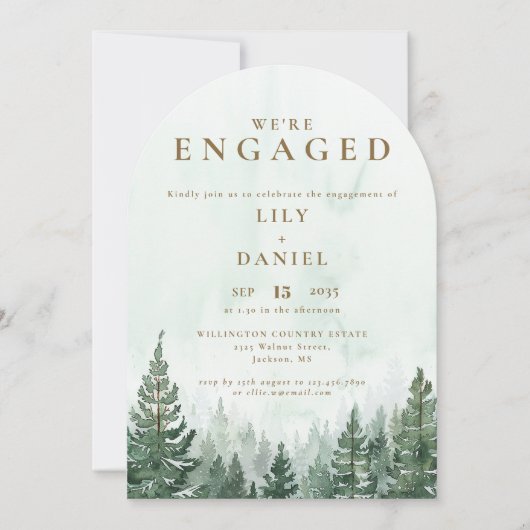 Invitation Rustic Boho Forest Engagement Party Photo Arch (Devant)