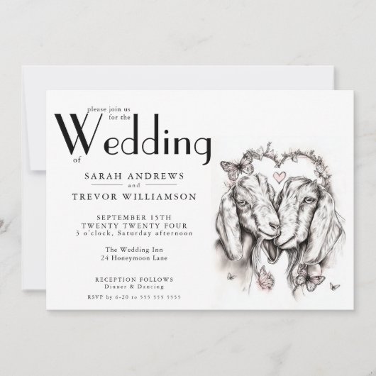 Invitation Rustic BOHO Goat Lovers (Devant)