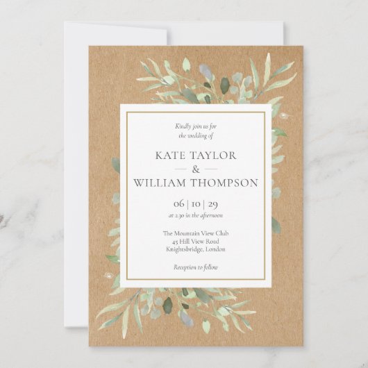 Invitation Rustic Boho Greenery Mariage photo (Devant)