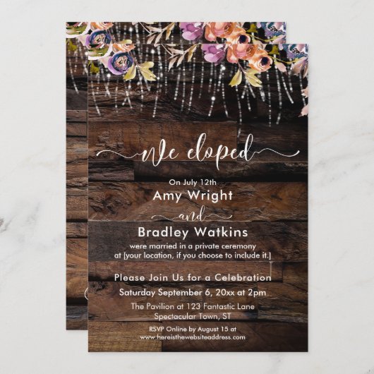 Invitation Rustic Boho Nous Avons Été Réception Seulement (Devant / Derrière)