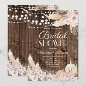 Invitation Rustic Boho Pampas Grass Bridal Shower (Devant / Derrière)
