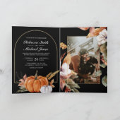 Invitation Rustic Boho Pumpkin Photo QR Code Black Wedding (Intérieur)