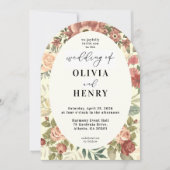 Invitation Rustic Boho Red Roses Floral Wedding (Devant)