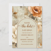 Invitation Rustic Boho Rusty Ivory Sage Floral Save The Date (Devant)
