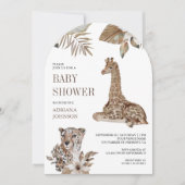 Invitation Rustic Boho Safari Leopard and Giraffe Baby Shower (Devant)