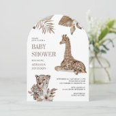 Invitation Rustic Boho Safari Leopard and Giraffe Baby Shower (Debout devant)
