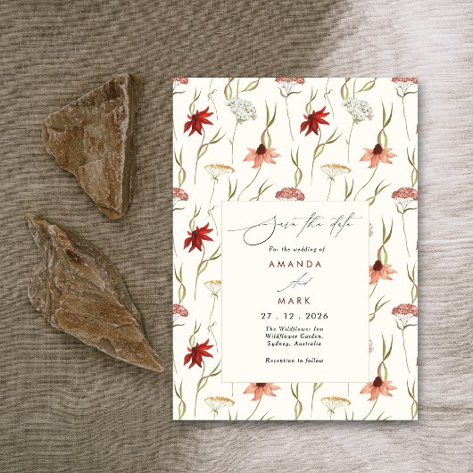 Invitation Rustic Boho Spring Fleurs sauvages Enregistrer la 