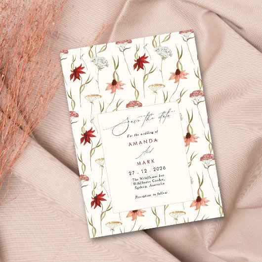 Invitation Rustic Boho Spring Fleurs sauvages Enregistrer la 