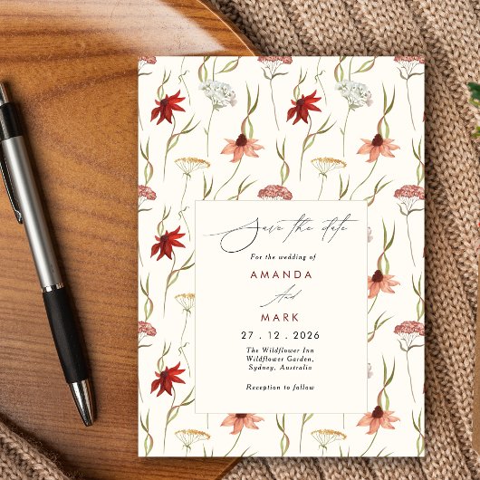 Invitation Rustic Boho Spring Fleurs sauvages Enregistrer la