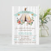 Invitation Rustic Boho Teepee Baby shower neutre entre les se (Debout devant)