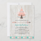 Invitation Rustic Boho Tribal Teepee Girl Baby shower (Devant)