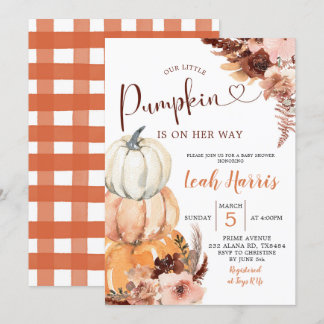Invitation Rustic Boho Un petit Citrouille est en route Invit