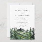 Invitation Rustic Boho Watercolor Mountain Wedding (Devant)