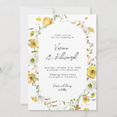 Invitation Rustic Boho Watercolor Yellow Floral Wedding (Devant)