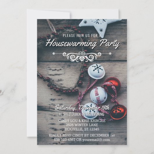 Invitation Rustic Bois Hiver Fête de Ménage (Devant)