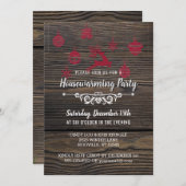 Invitation Rustic Bois Hiver Fête de Ménage (Devant / Derrière)