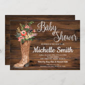 Invitation Rustic Boot Country Bride Baby shower occidental (Devant / Derrière)