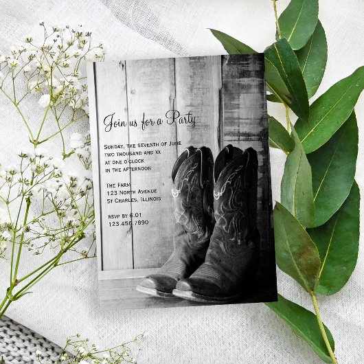 Invitation Rustic Boots Country et Western General Party