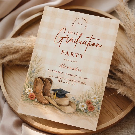 Invitation Rustic Boots Graduation Party