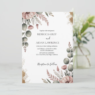 Invitation Rustic Botanical Eucalyptus Greenery Wedding