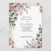 Invitation Rustic Botanical Eucalyptus Greenery Wedding (Devant / Derrière)