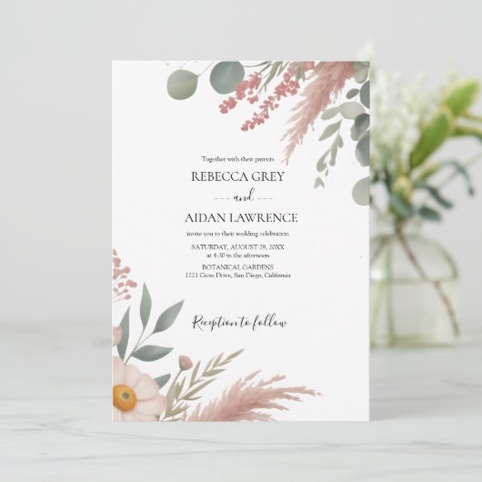 Invitation Rustic Botanical Eucalyptus Greenery Wedding (Debout devant)
