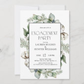 Invitation Rustic Botanical Green Party d'engagement d'hiver (Devant)