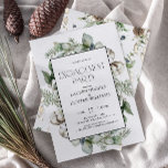 Invitation Rustic Botanical Green Party d'engagement d'hiver<br><div class="desc">Célébrez votre histoire d'amour avec une touche d'élégance rustique à l'aide de cette Invitation du Jour d'Engagement de Verdure Botanique. Doté d'un aménagement sophistiqué encadré de verdure délicate, de pinecones et de détails botaniques hivernaux, ce design évoque la beauté naturelle de votre célébration tout en dégageant charme et chaleur. Que...</div>