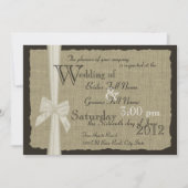 Invitation Rustic Bow et Burlap Mariage (Devant)