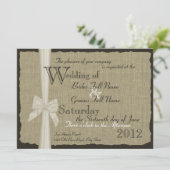 Invitation Rustic Bow et Burlap Mariage 7,5 po. (Debout devant)