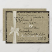Invitation Rustic Bow et Burlap Mariage 7,5 po. (Devant / Derrière)