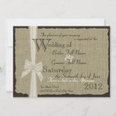 Invitation Rustic Bow et Burlap Mariage 7,5 po. (Devant)