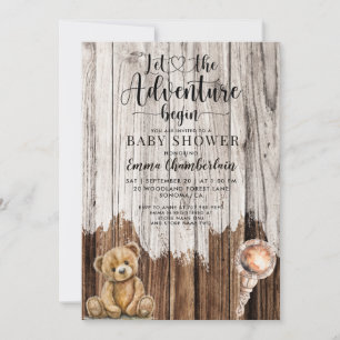 Invitation Rustic Boy Baby Adventure Commence Douche