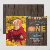 Invitation Rustic Boy Citrouille Automne Anniversaire Invitat (Devant / Derrière)