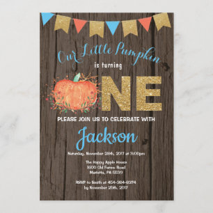 Invitation Rustic Boy Citrouille Automne Anniversaire Invitat