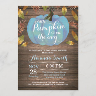 Invitation Rustic Boy Citrouille Automne Baby shower Invitati