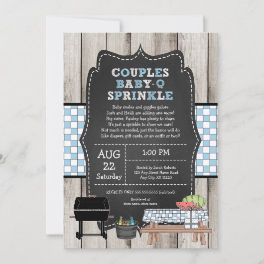 Invitation Rustic Boy Couples bébé Q Sprinkle Douche (Devant)