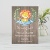 Invitation Rustic Boy Lion Baby shower par courrier (Debout devant)