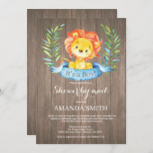Invitation Rustic Boy Lion Baby shower par courrier (Devant / Derrière)