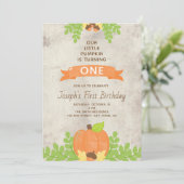 Invitation Rustic Boys Our Little Citrouille Acorns 1er Anniv (Debout devant)