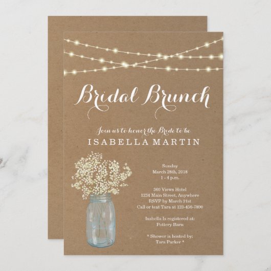 Invitation Rustic Bridal Brunch (Devant / Derrière)
