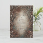 Invitation Rustic Bronze Filigree Autumn Forest Wedding (Debout devant)
