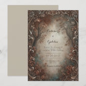 Invitation Rustic Bronze Filigree Autumn Forest Wedding (Devant / Derrière)