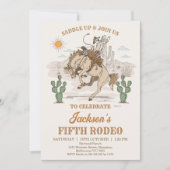 Invitation Rustic Brown Green Bronco Cowboy Rodeo Birthday (Devant)