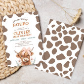 Invitation Rustic Brown Highland Cow First Rodeo 1st Birthday