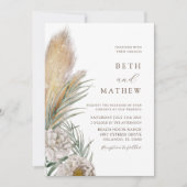 Invitation Rustic Brown Typography Pampas Wedding (Devant)