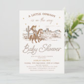 Invitation Rustic Brown Western Little Cowboy Baby Shower (Debout devant)