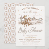 Invitation Rustic Brown Western Little Cowboy Baby Shower (Devant / Derrière)